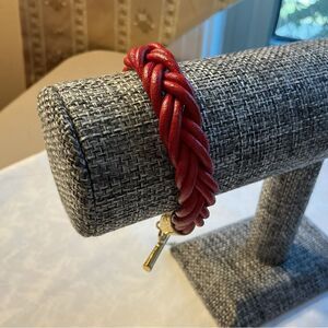 Red Braided Bracelet with Goldtone Toggle Clasp